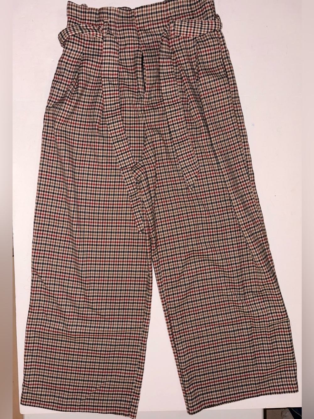 Zara size M plaid pants high waisted wide leg